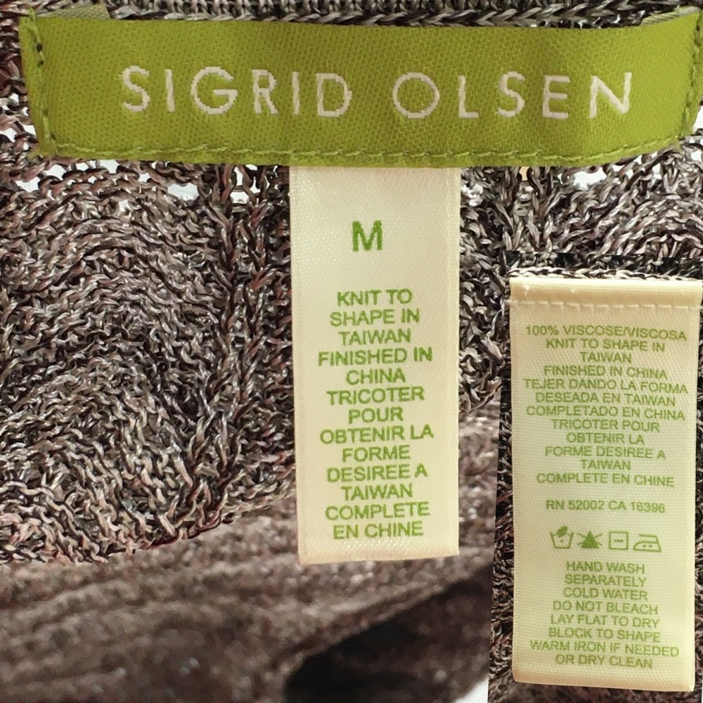 Sigrid Olsen Viscose Long Sleeve Browns Loose Knit Cardigan Sweater size Medium - Picture 15 of 16